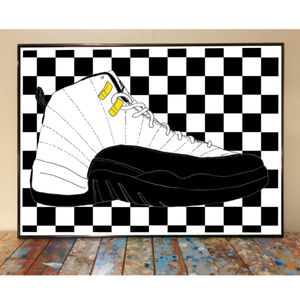 11x17 AIR JORDAN 12 TAXI DRAWING ART PRINT SNEAKER